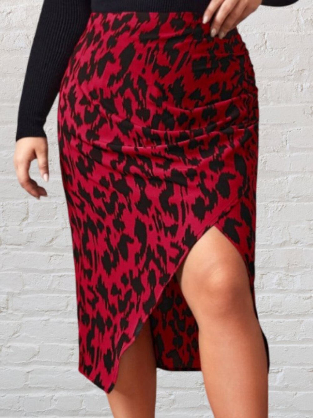 4X (READ MEASUREMENTS) High-Low Ruched Skirt